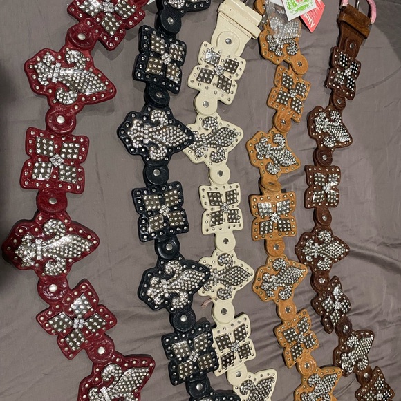 New with tag charm and luck genuine leather belt w stones - Picture 4 of 8